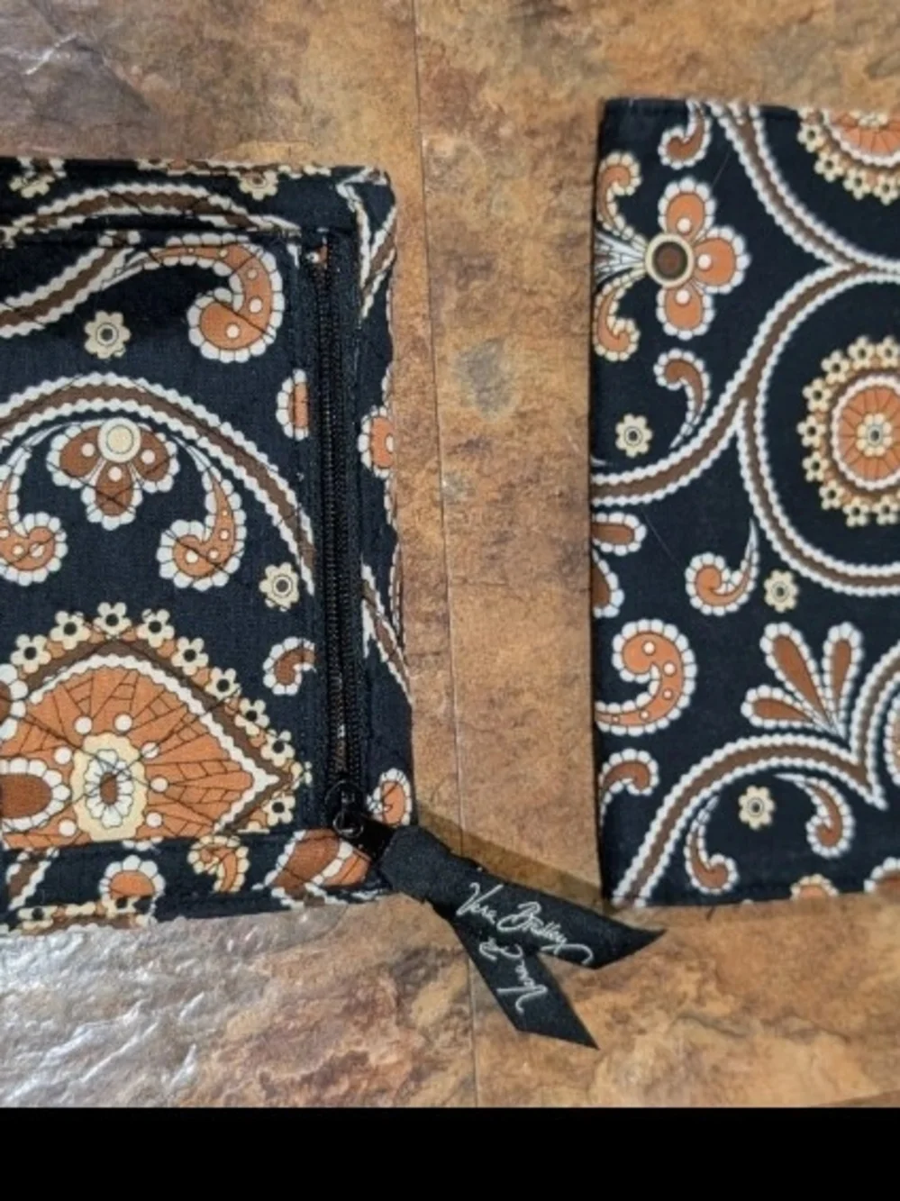 Vera Bradley wallet And Glasses Case In The Retired  Cafe Latte Pattern - Picture 3 of 4